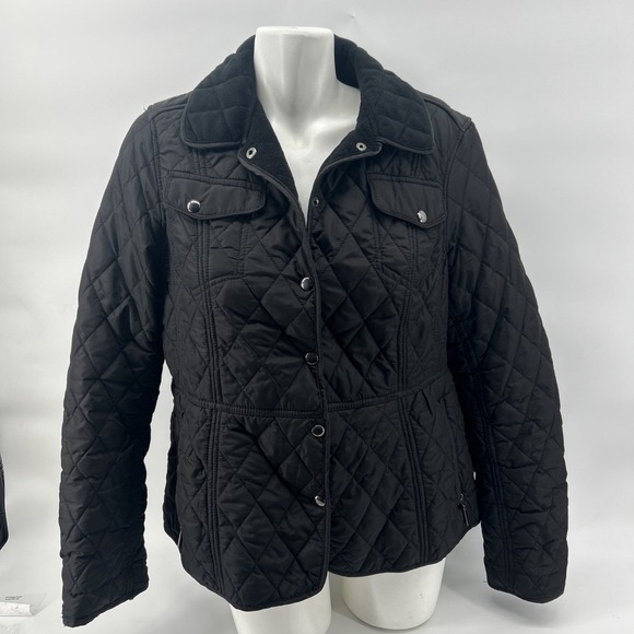 WEATHERPROOF Black Women's Lightweight Puffer Pockets Quilted Jacket SzXl